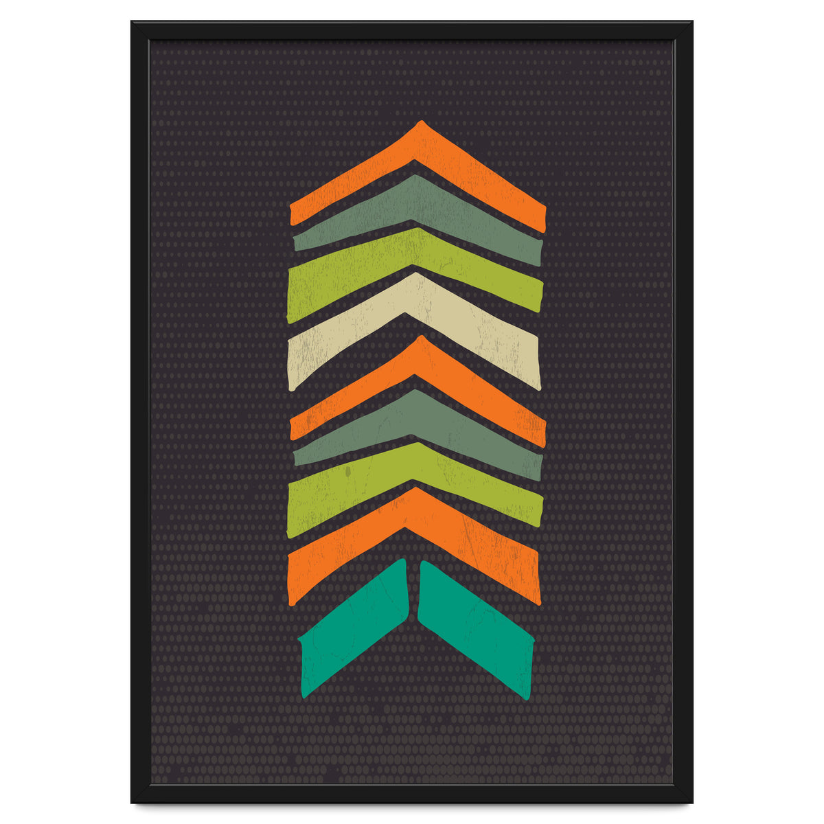 Retro Chevron Print Orange Teal Variation