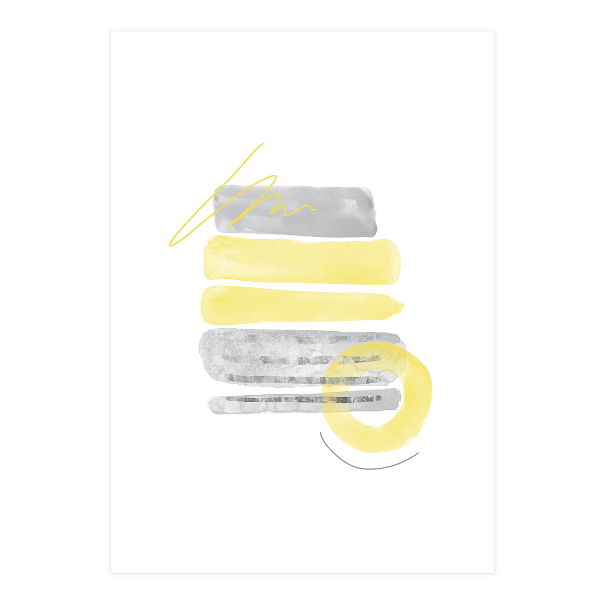 Watercolor Shapes No. 1 | Illuminating Yellow & Ultimate Grey (Print Only)