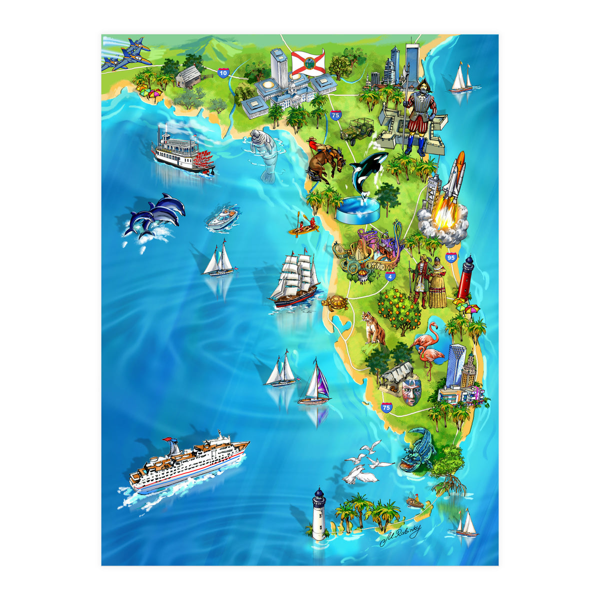 Florida Illustrated Map (Print Only)