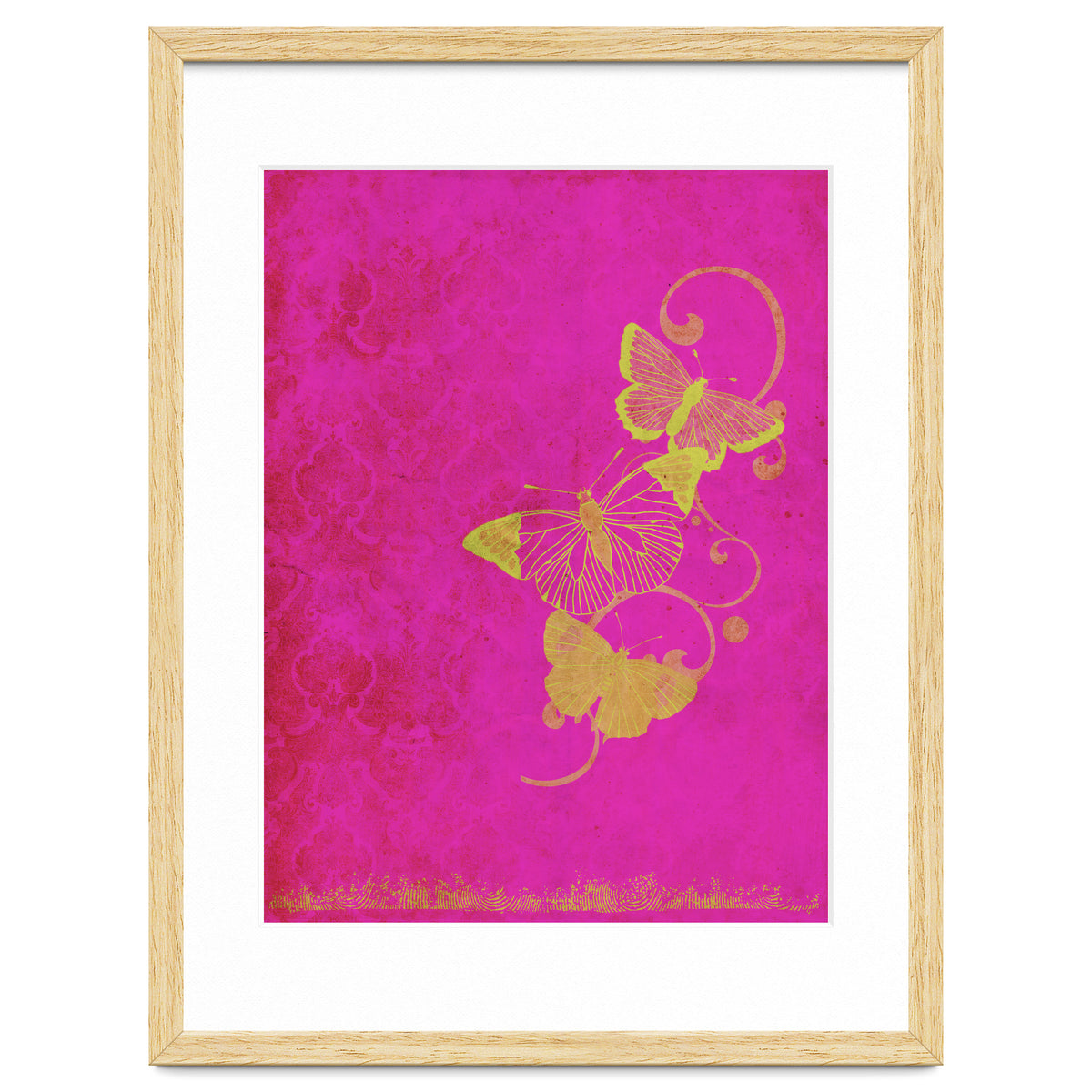 Yellow Butterflies on Pink
