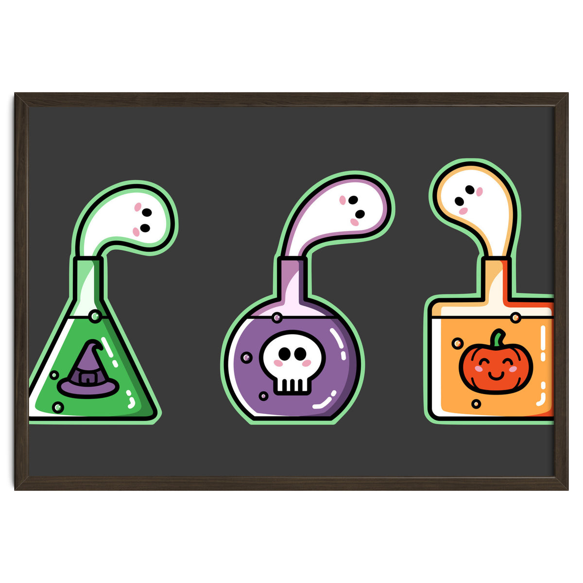 Kawaii Cute Halloween Potions - witches hat, skull, pumpkin, ghosts