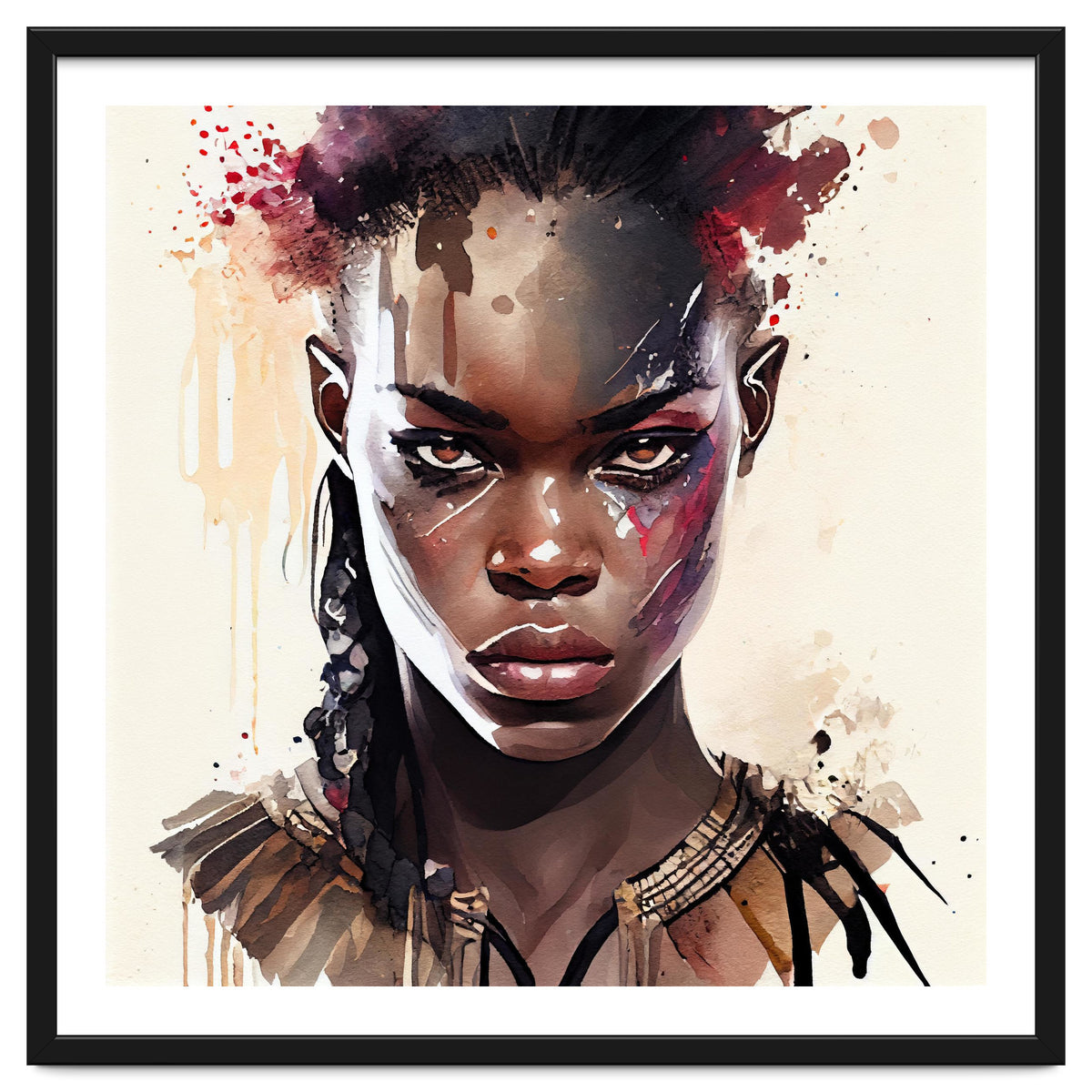 Watercolor African Warrior Woman #2