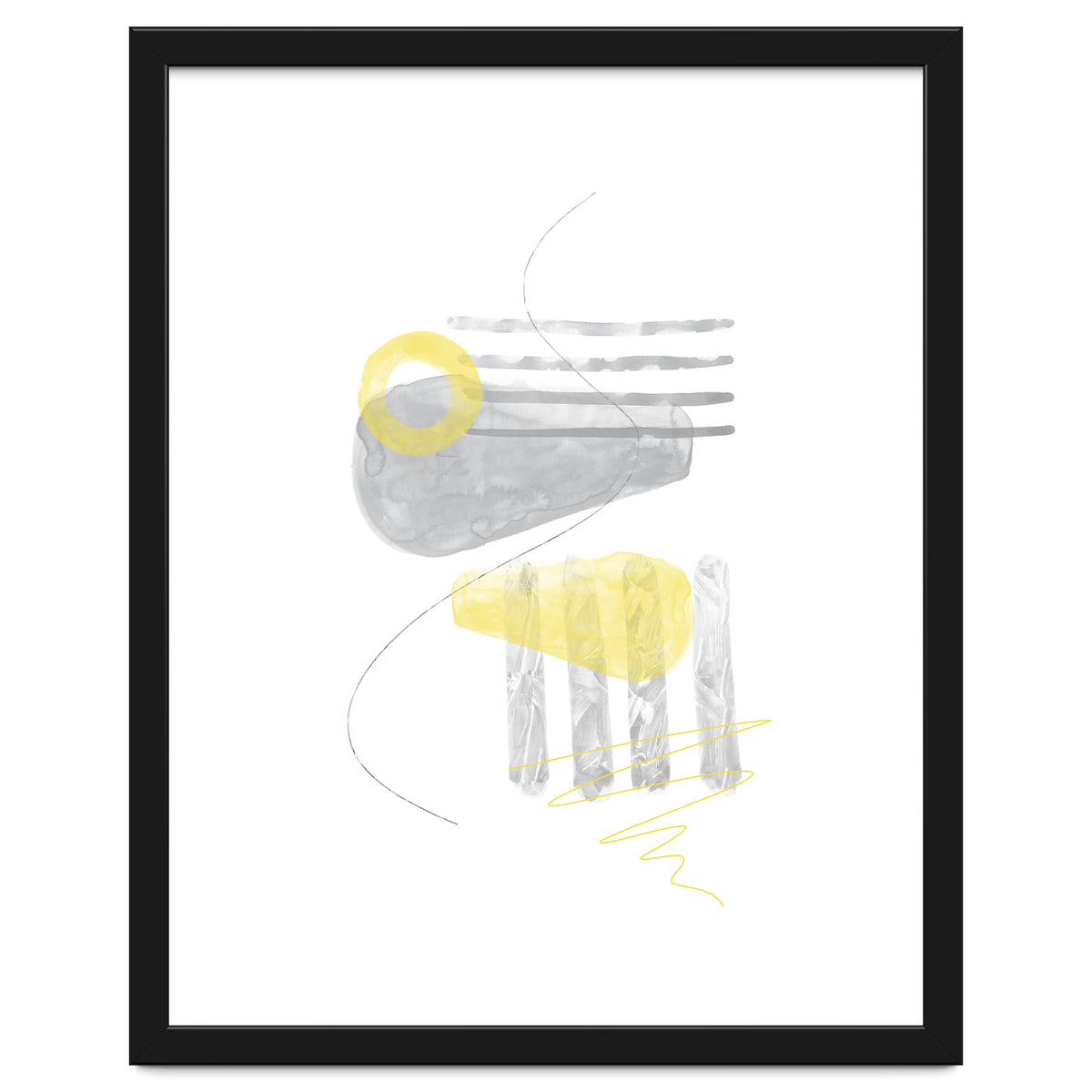 Watercolor Shapes No. 3 | Illuminating Yellow & Ultimate Grey