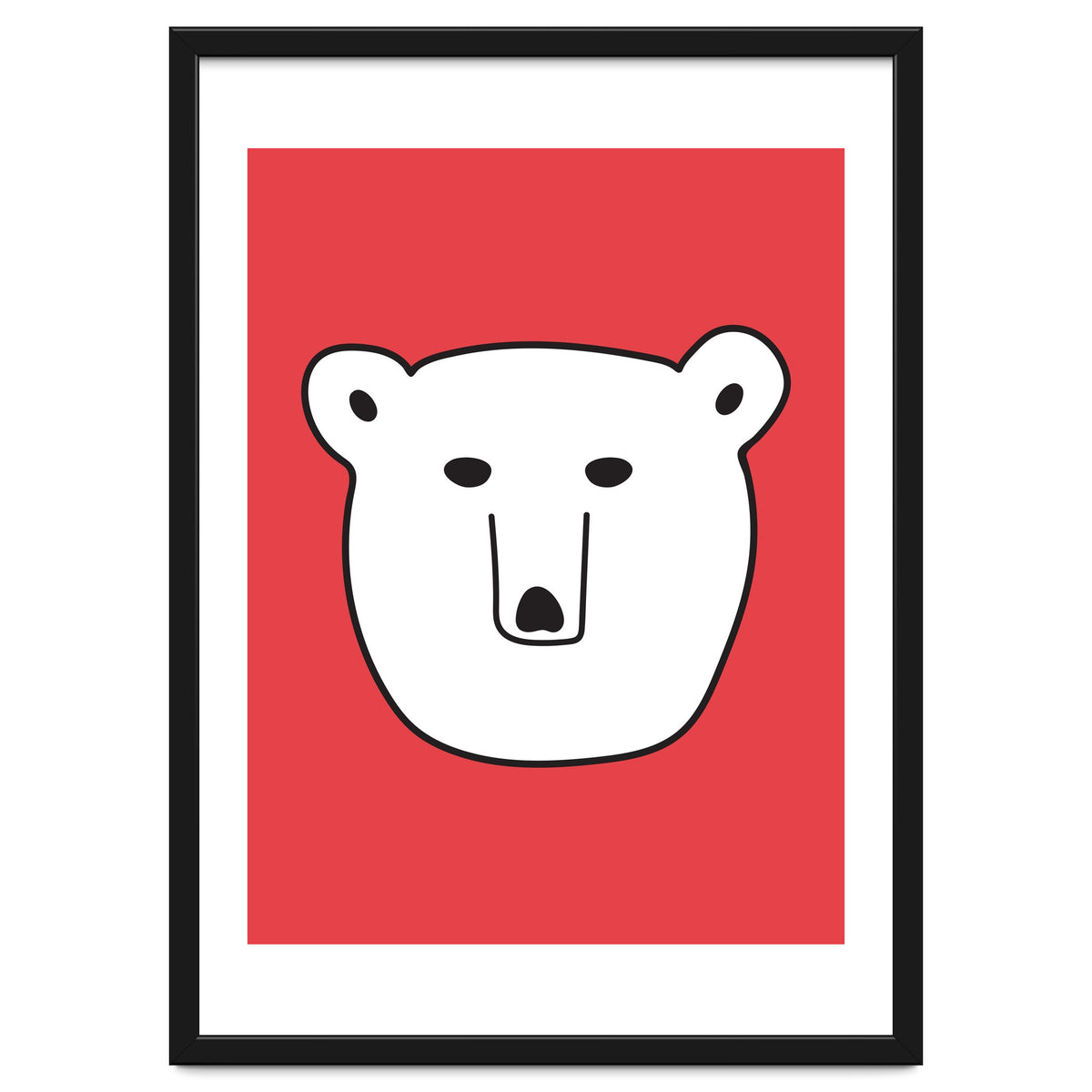 Polar Bear Portrait On a Red Background