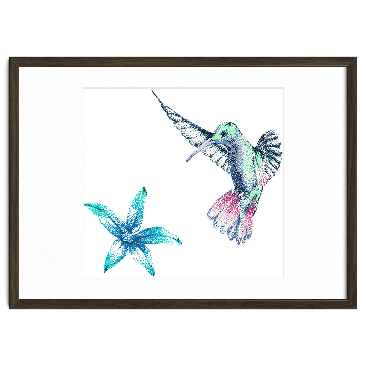 Green Hummingbird And Tropical Flower