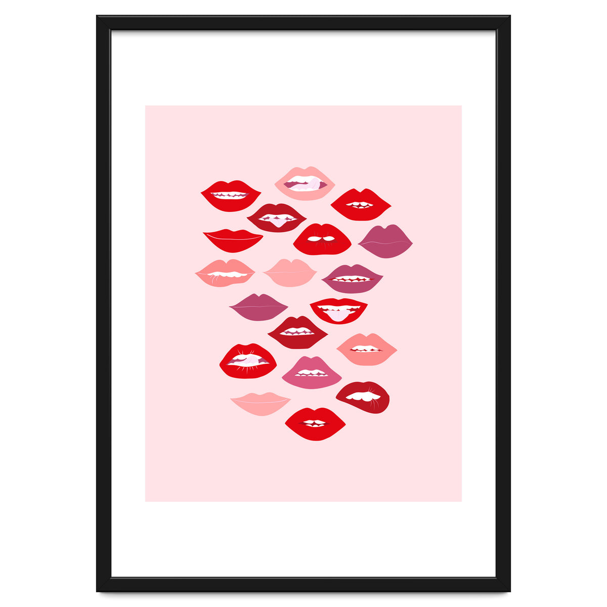 Lips Red with Pink Background