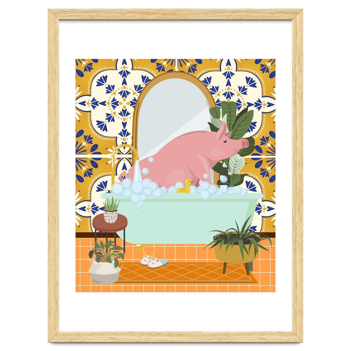 Piggie Bathing in Moroccan Style Bathroom