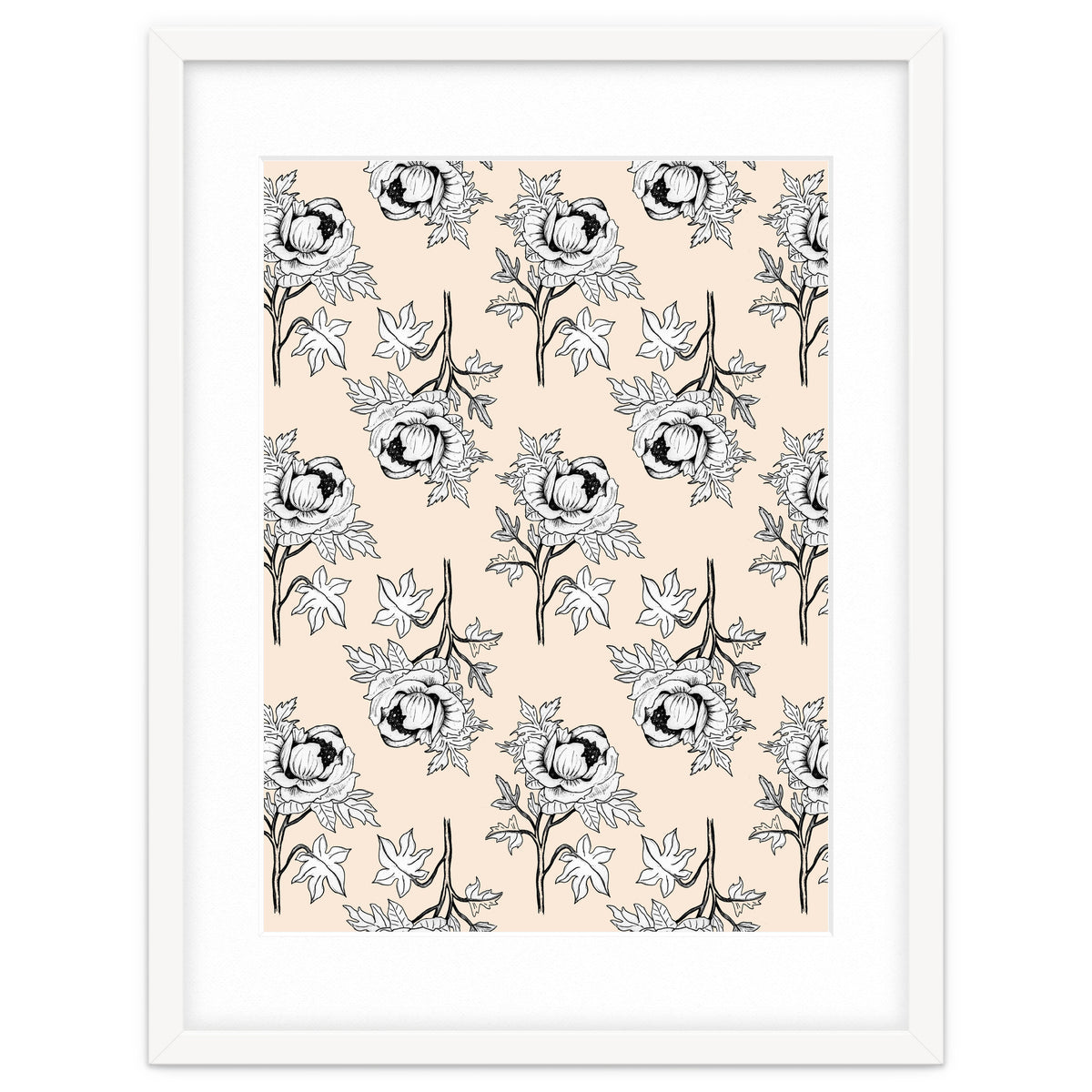 Drawing pattern of roses to pencil on beige