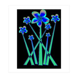 Blue flowers on black. (Print Only) thumbnail