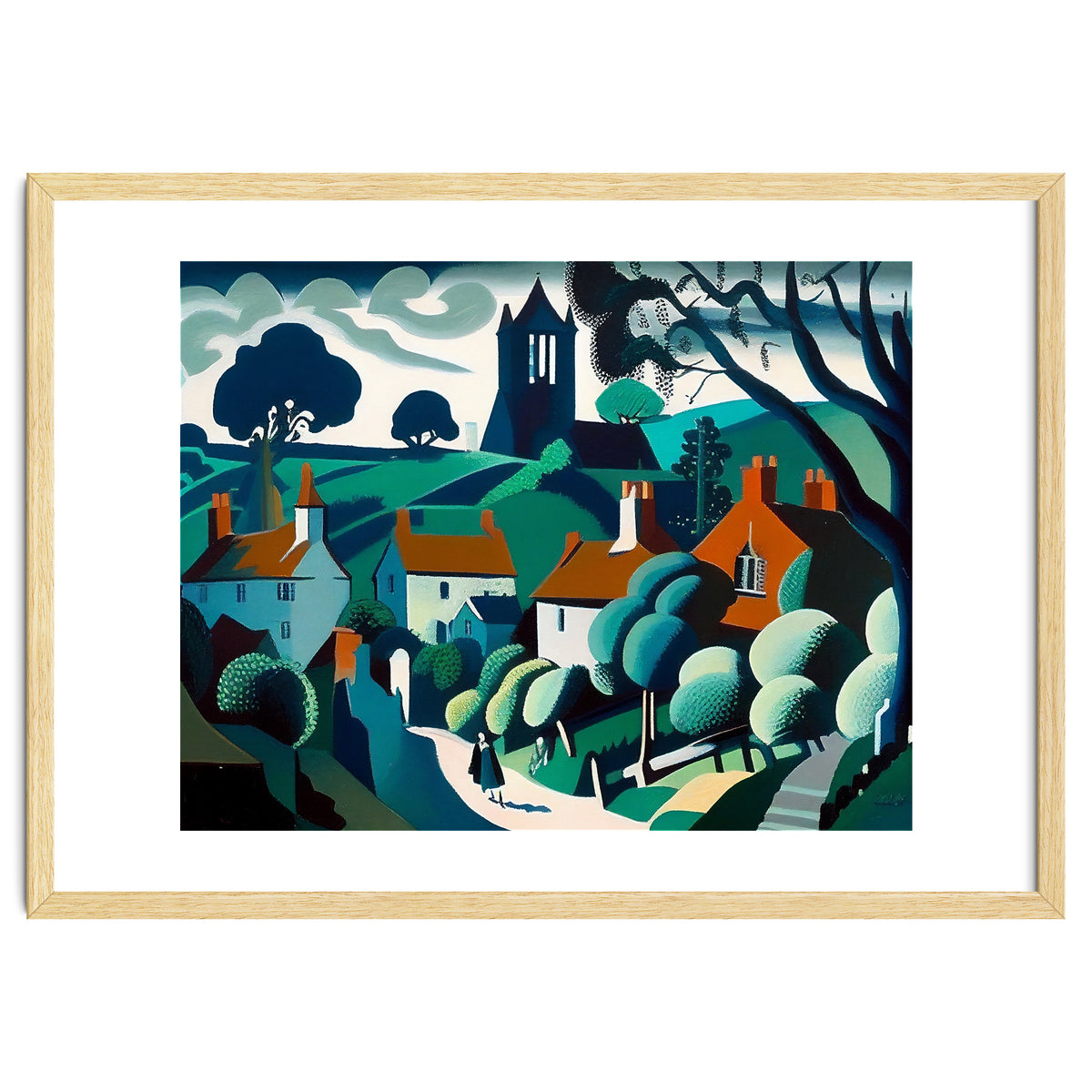 English Country Village Painting