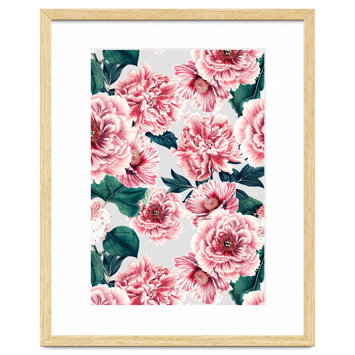 Pattern pink vintage peonies