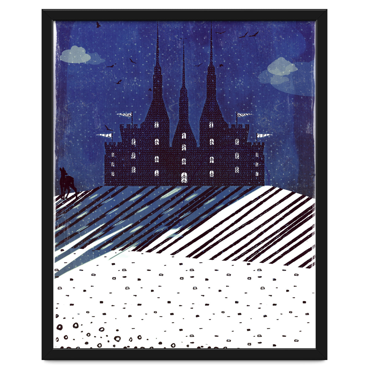 Castle on the hill at night