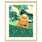 Chill, Modern Bohemian Black Woman Travel Illustration | Terrazzo Tropical Swimming Pool Fashion thumbnail