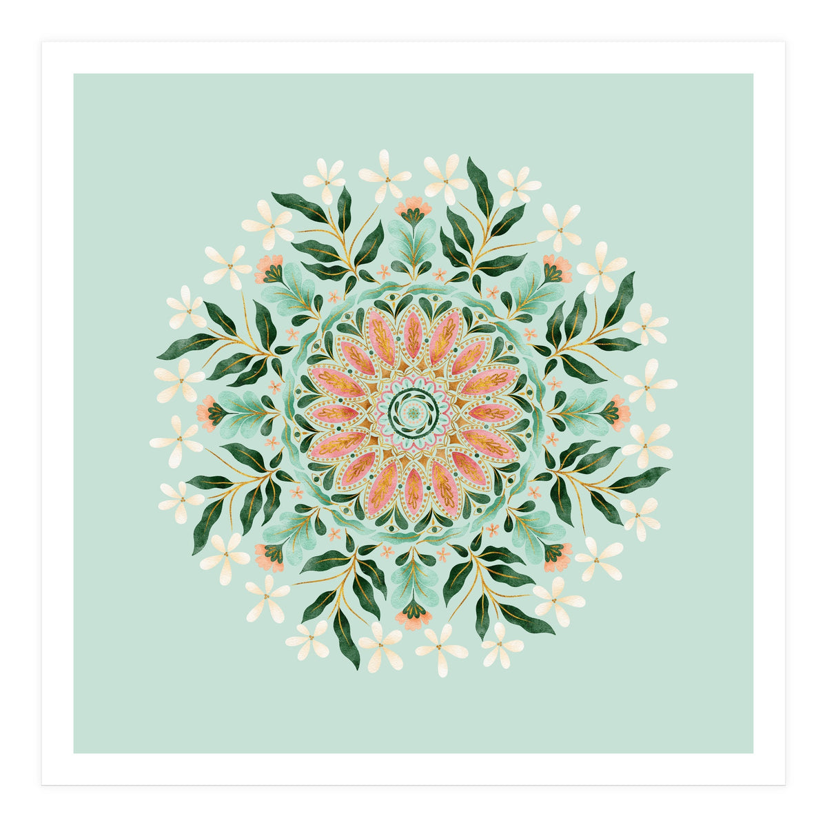 Floral Mandala | Mint Green (Print Only)