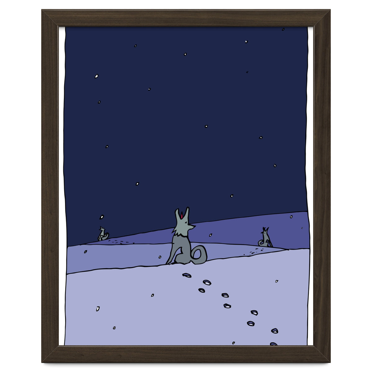 Dogs in Winter Night