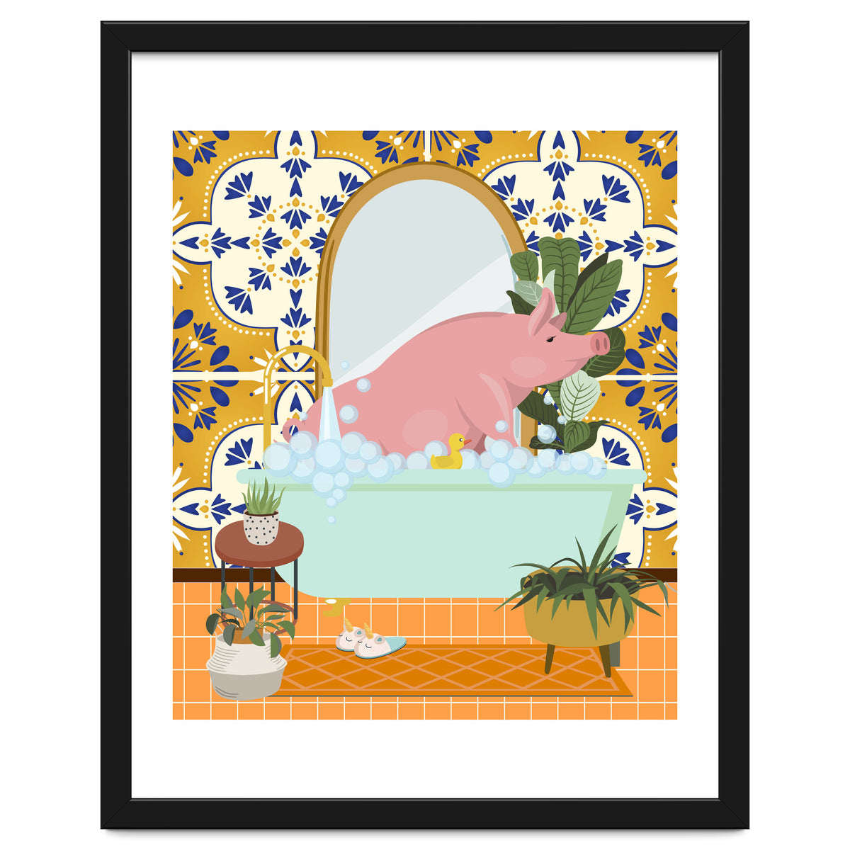 Piggie Bathing in Moroccan Style Bathroom
