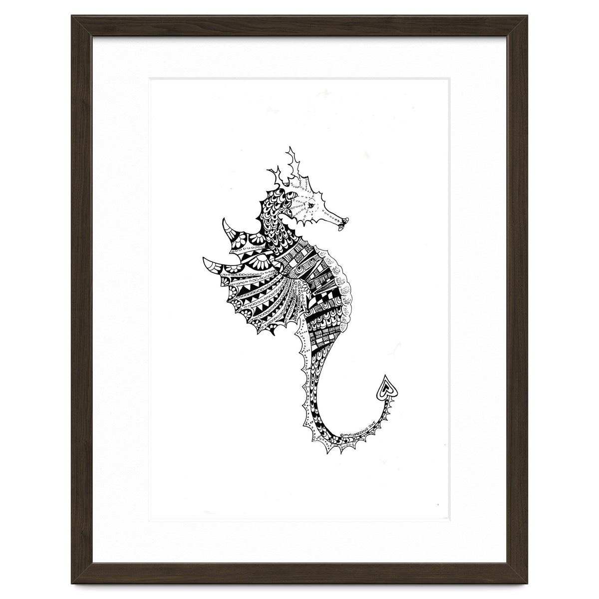 Seahorse Dragon Zen Doodle