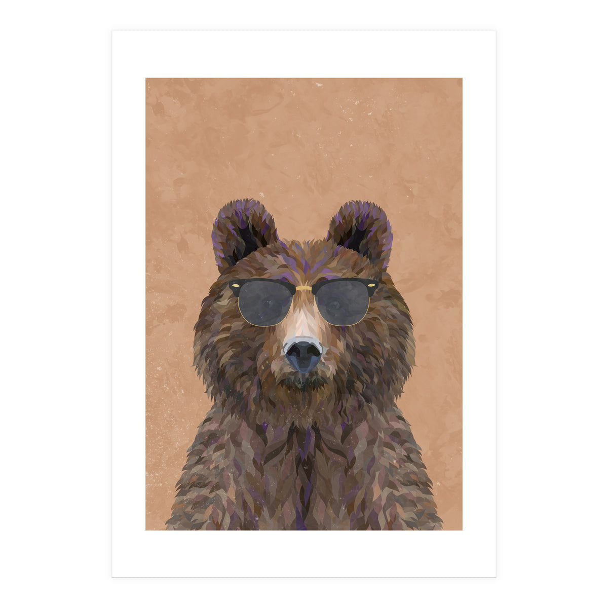 Cool Bear Wearing Sunglasses Portrait (Print Only)