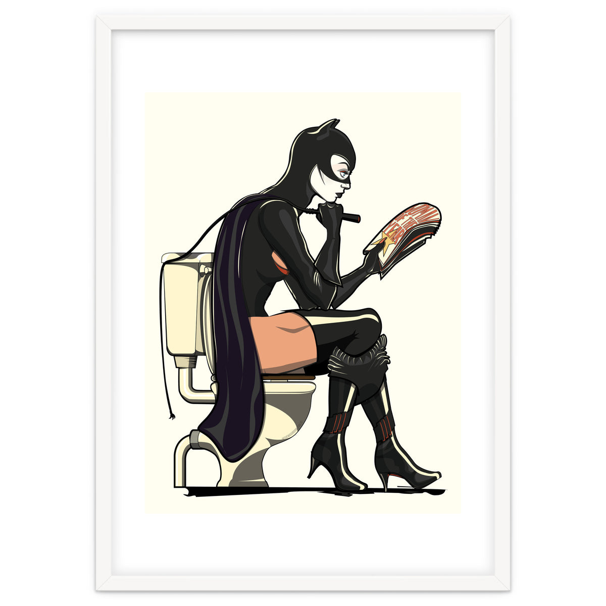 Catwoman on the Toilet, funny Bathroom Humour