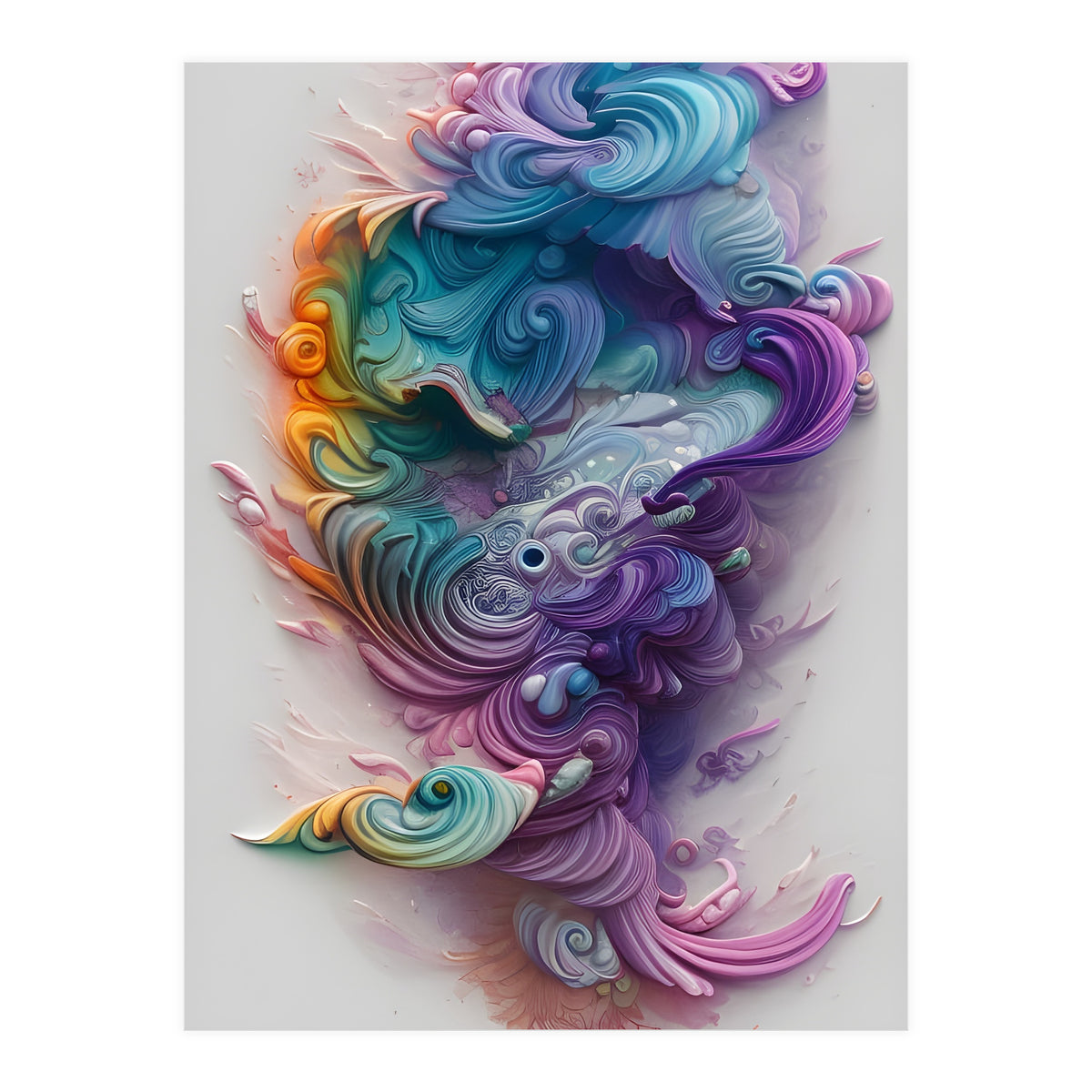 Wavy Rainbow Pastels AI Art (Print Only)