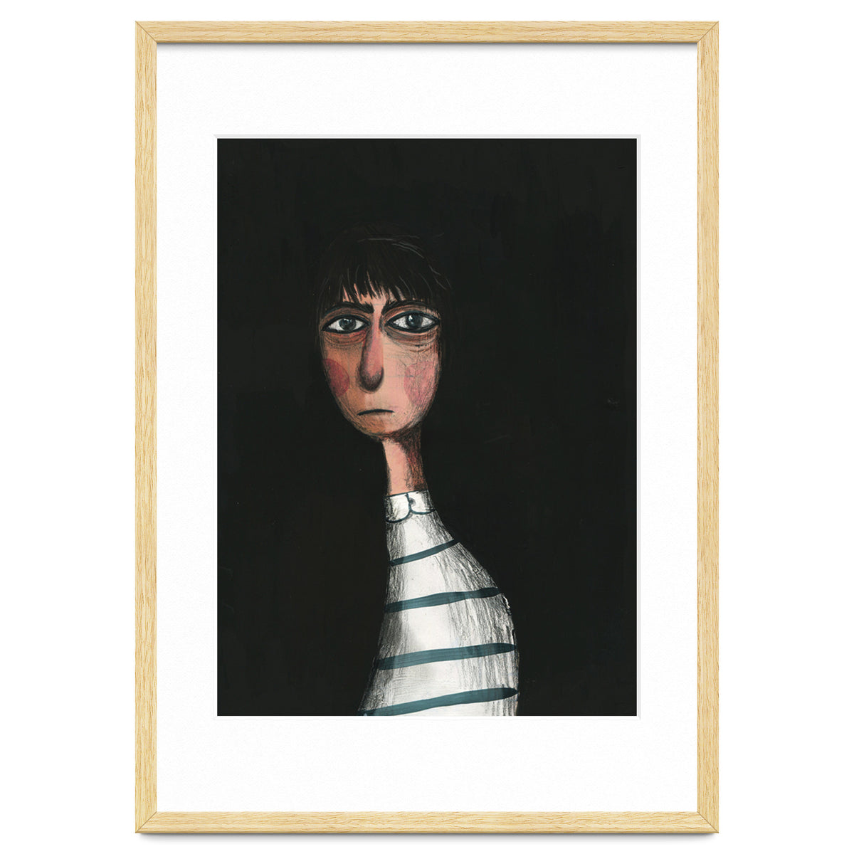 Seated Woman In Stripes