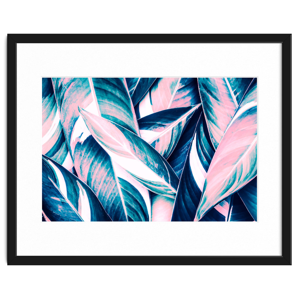 Botanical leaf pink and blue