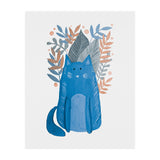 Cute blue cat and branches (Print Only) thumbnail