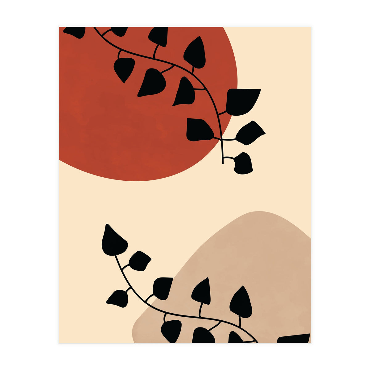 Abstract Boho Botanical Pothos Leaf (Print Only)