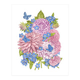 Pink Flowers and Butterflies (Print Only) thumbnail