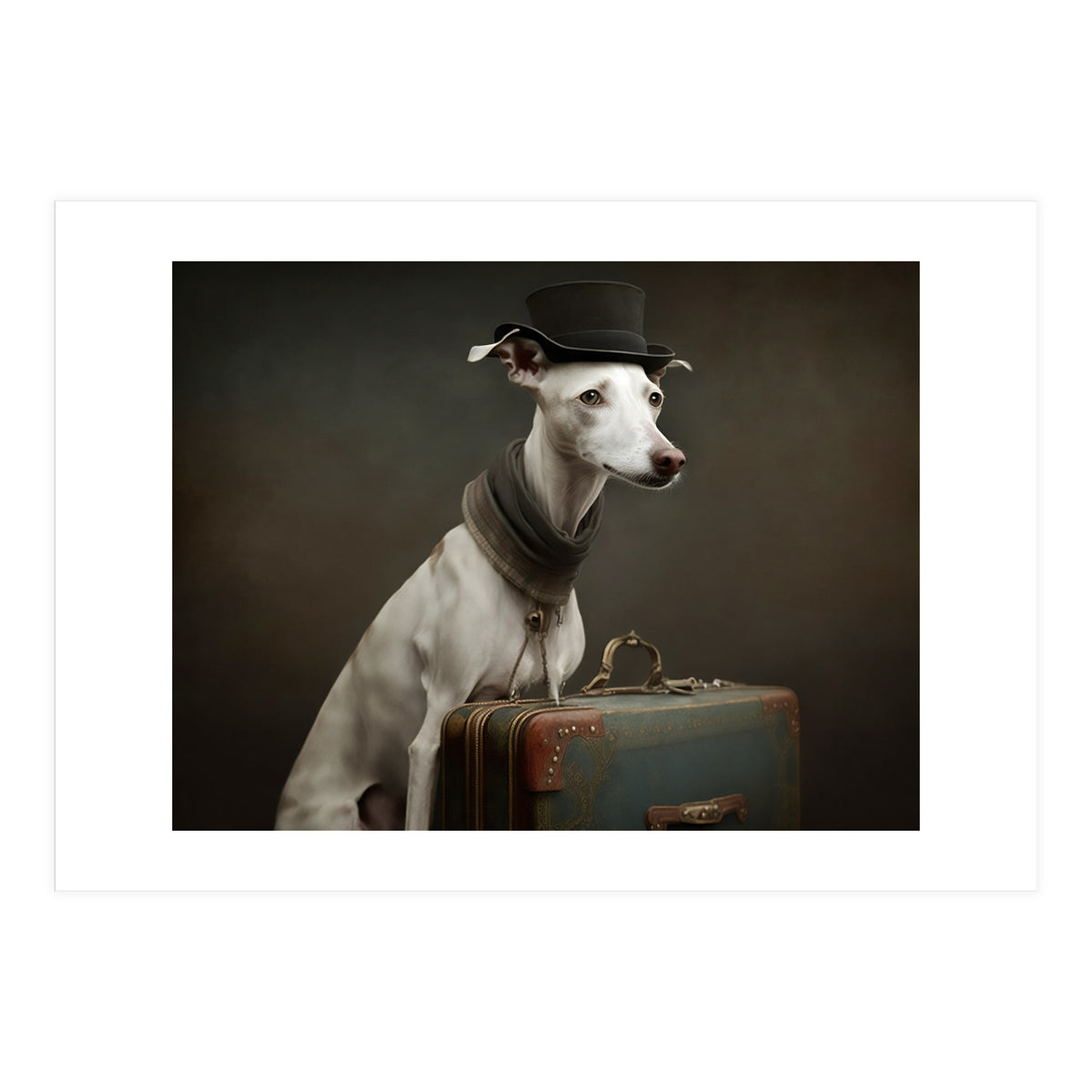 Whippet with His Suitcase (Print Only)