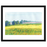 Field landscape. Watercolor