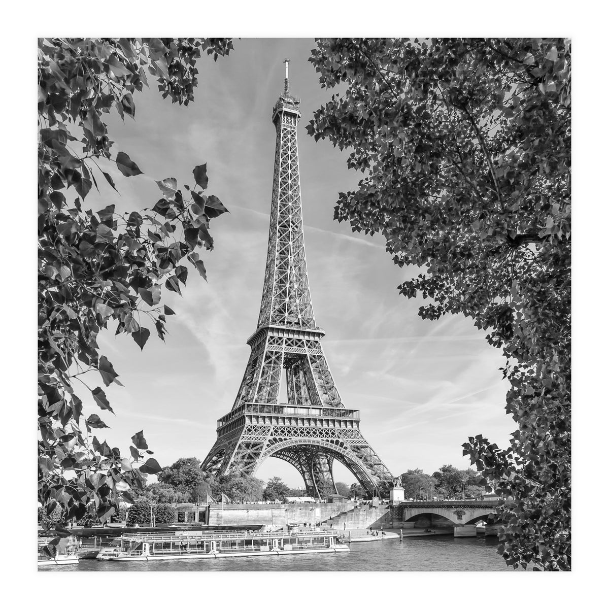 PARIS Eiffel Tower & River Seine | Monochrome (Print Only)