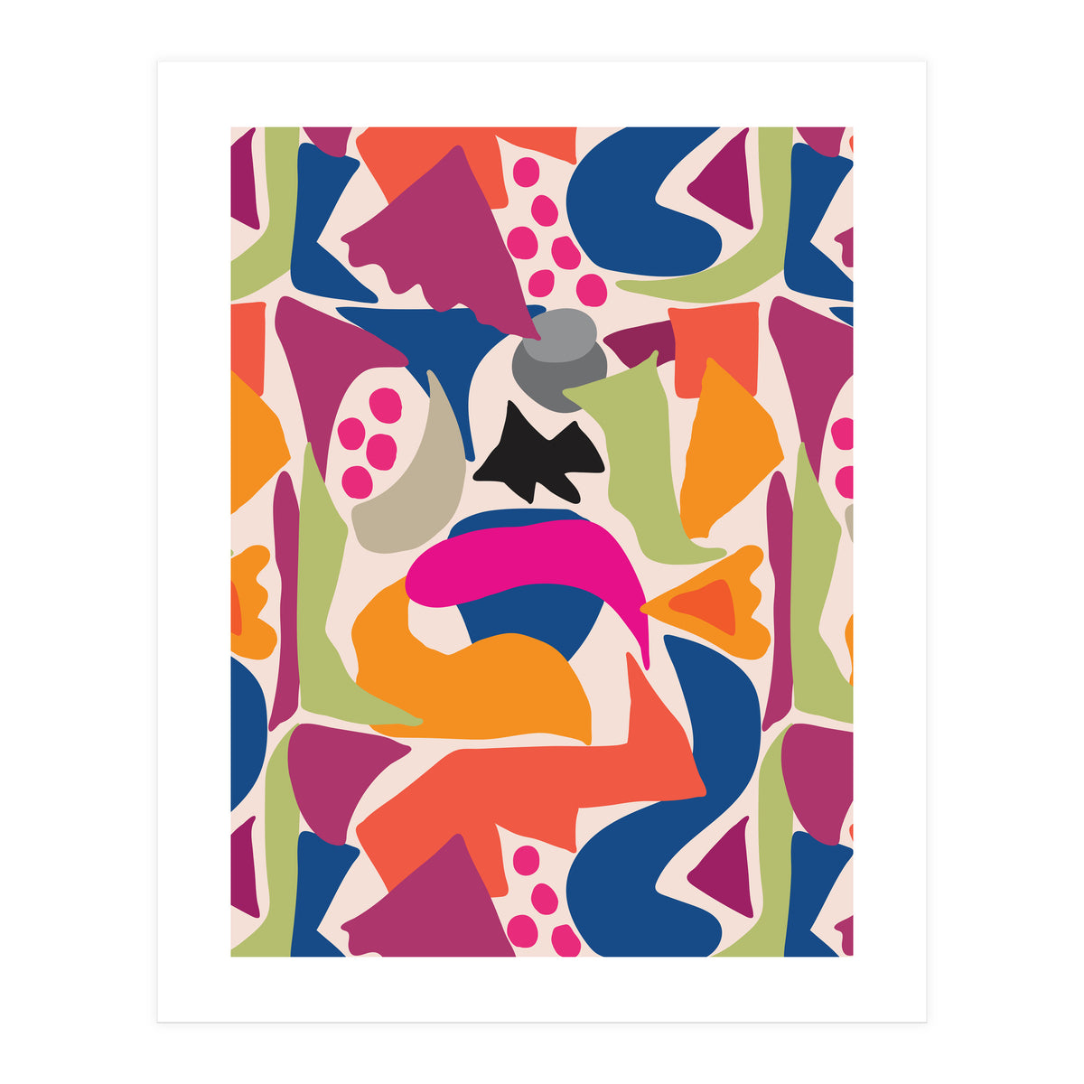 Black Fish Abstract Art (Print Only)