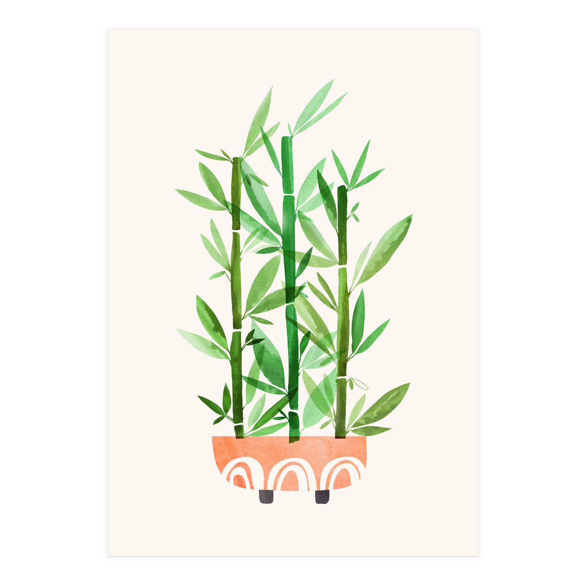 Happy Bamboo Houseplant (Print Only)