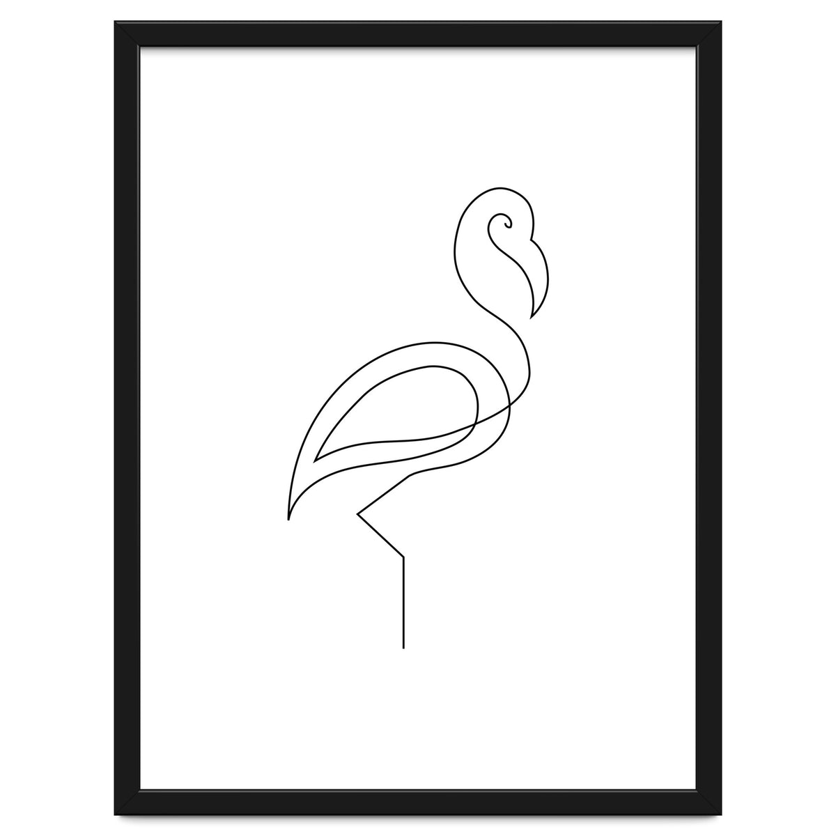 One Line Art Flamingo