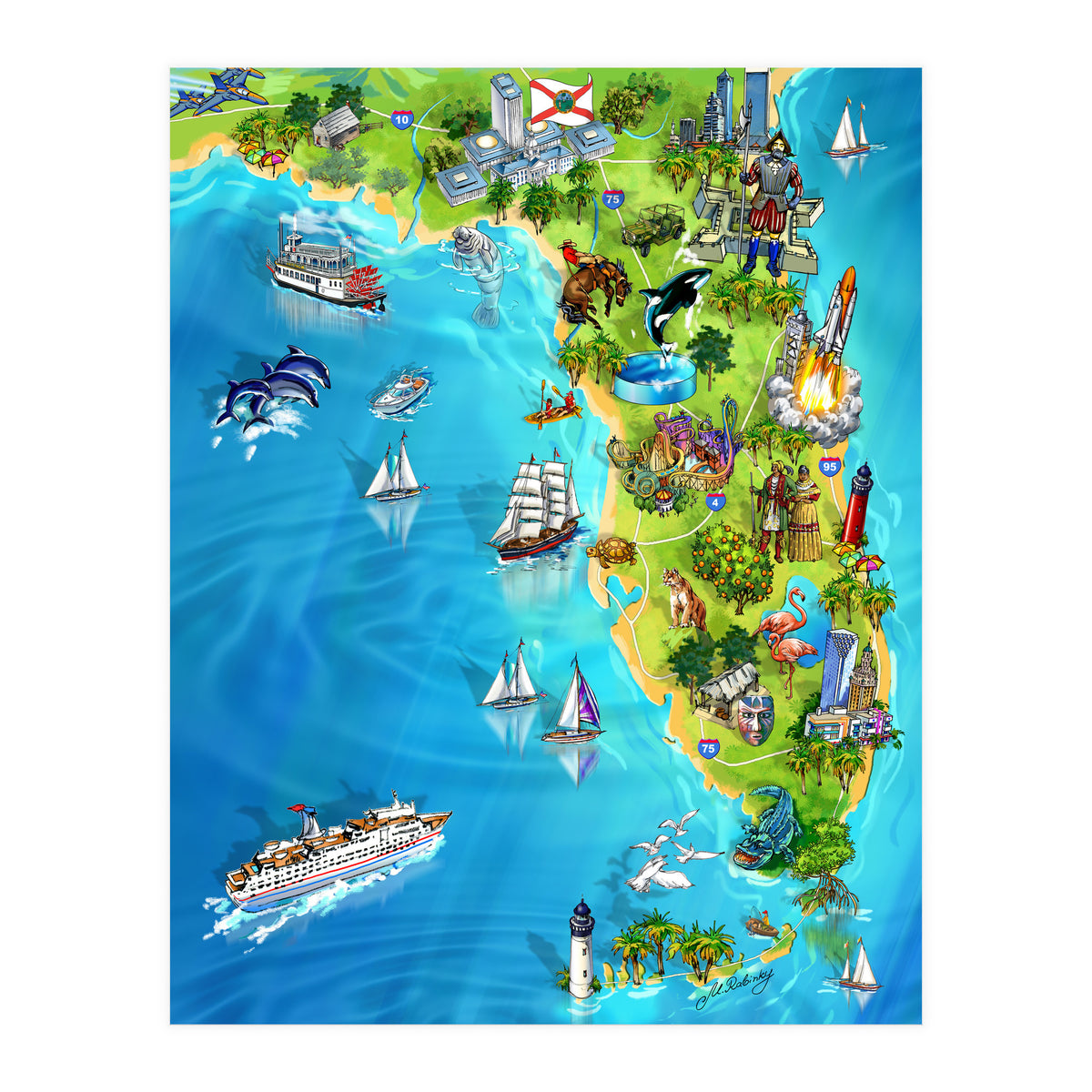 Florida Illustrated Map (Print Only)