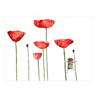 Little mouse loves big poppies || watercolor for nursery (Print Only)