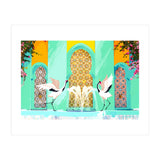 Moroccan Courtyard | Heron Animal Wildlife & Ethnic Vintage Architecture | Royal Fountain Palace (Print Only) thumbnail