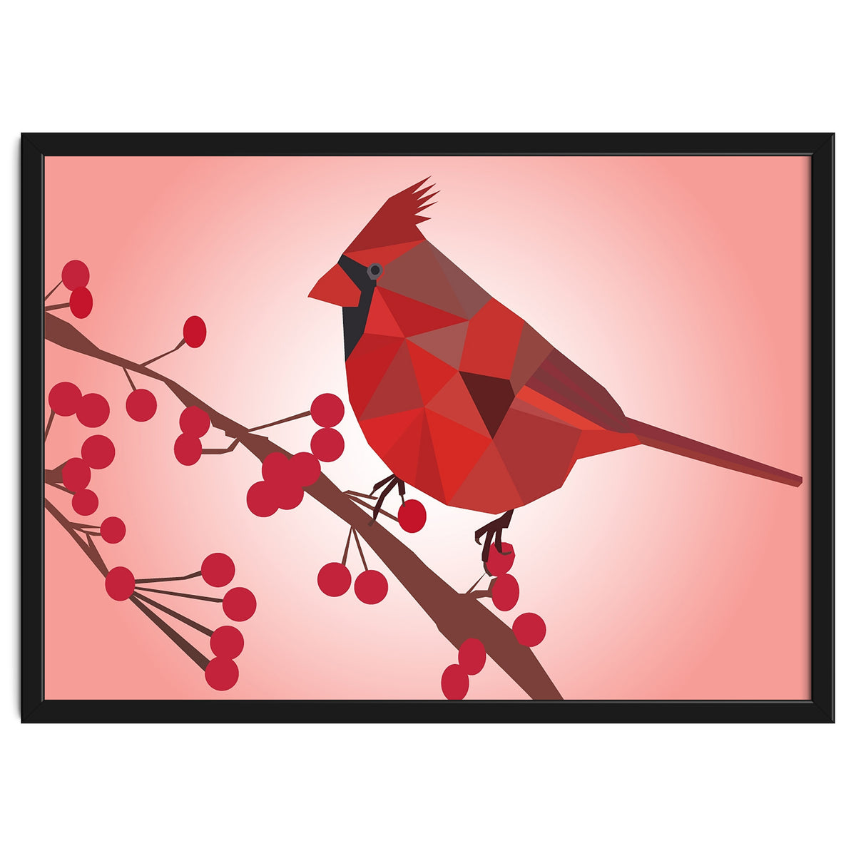 Northern Cardinal Bird Low Poly Art
