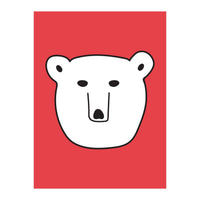 Polar Bear Portrait On a Red Background (Print Only)