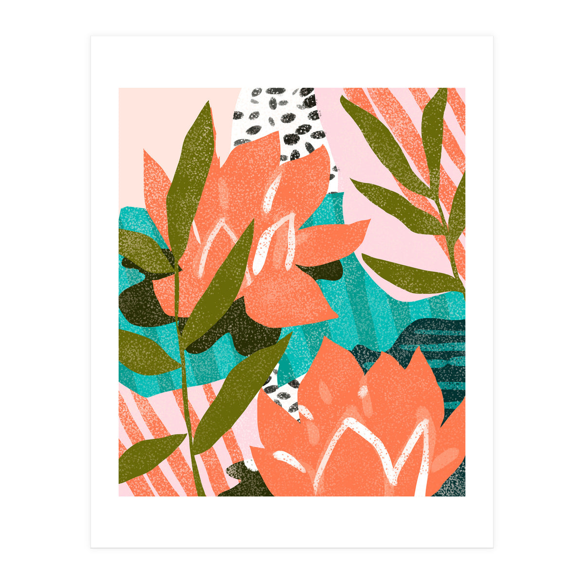 Forever in My Garden | Abstract Botanical Nature Plants Floral Painting | Quirky Modern Contemporary (Print Only)