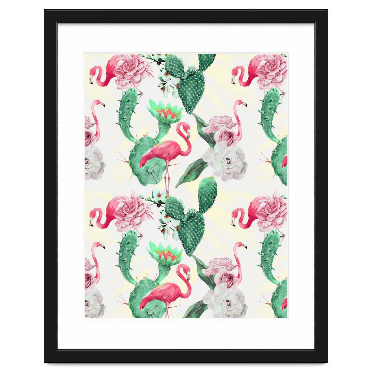 Flamingos, geometric and flowers
