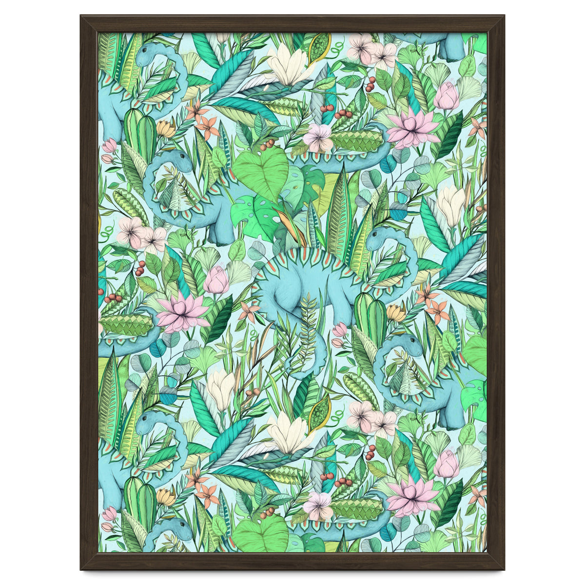 Improbable Botanical with Dinosaurs - soft pastels