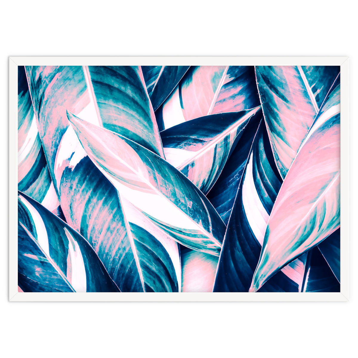 Botanical leaf pink and blue