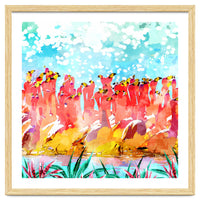 Save The Tropics Series Flamingo Flock Watercolor Painting