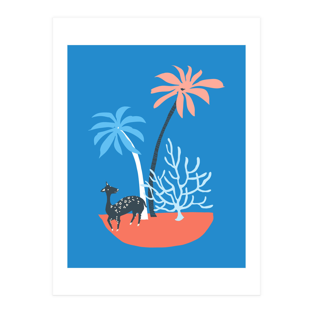 Island And Deer (Print Only)
