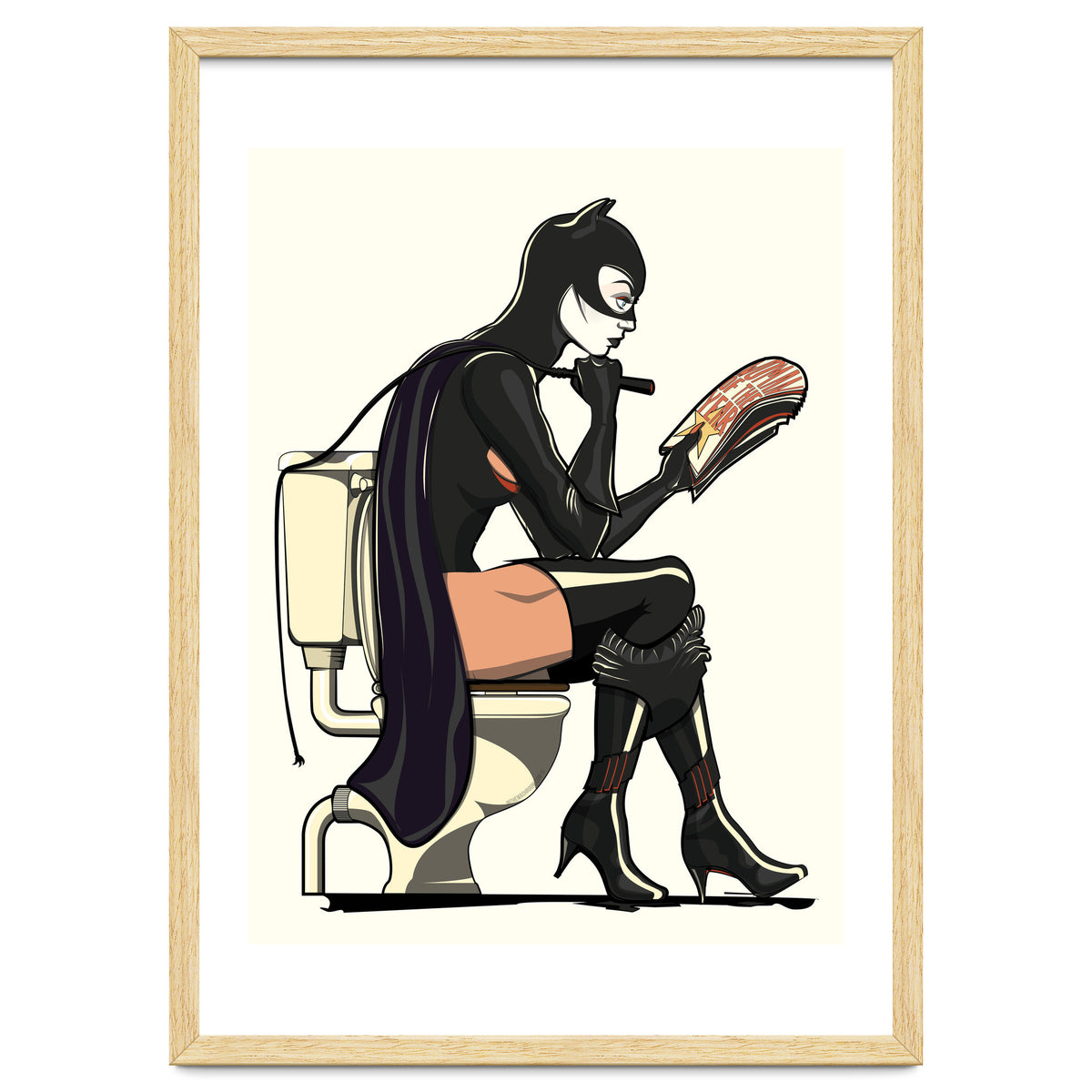 Catwoman on the Toilet, funny Bathroom Humour