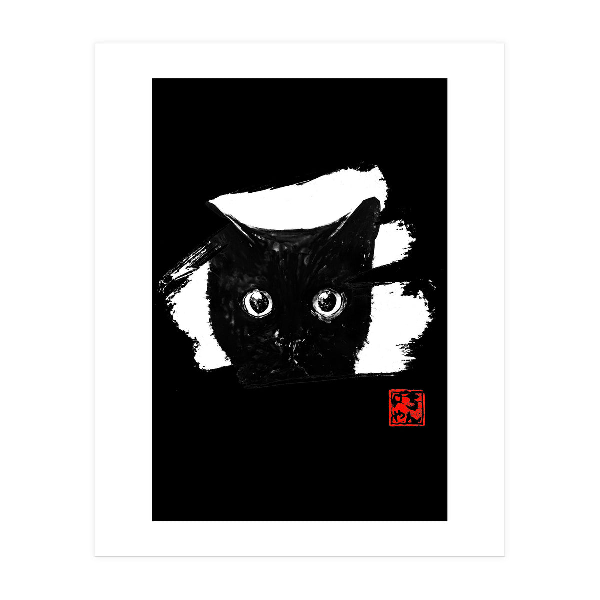 cat face in white (Print Only)