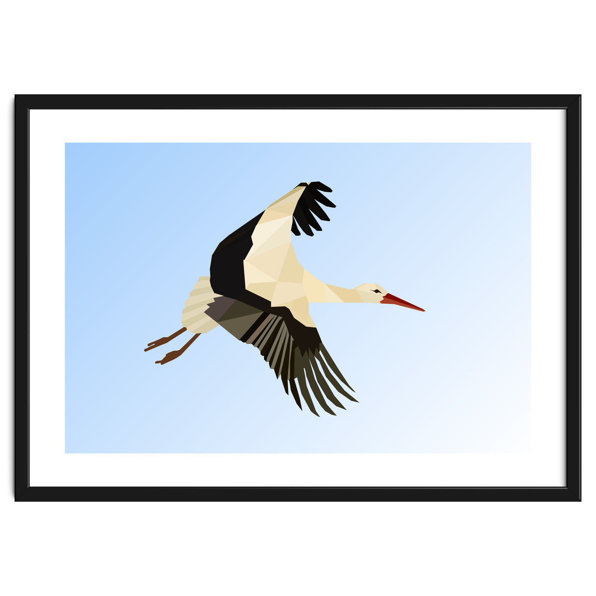 White Stork Bird Low Poly Art
