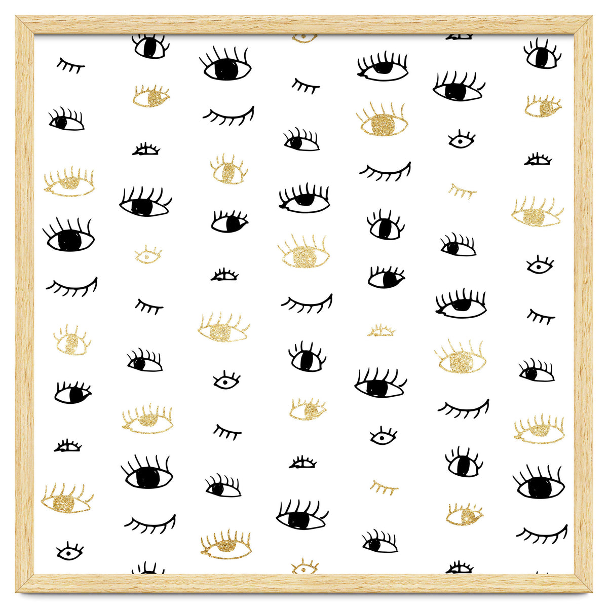 Gold and black eyes and lashes pattern